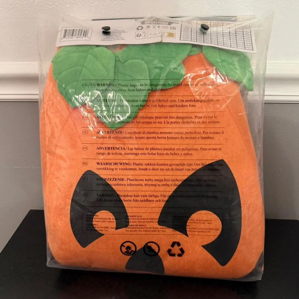 Spooktacular Creations Pumpkin Costume Kids M 8-10 Orange New 3 Piece Set